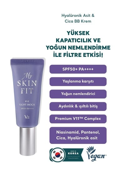  Village 11 Factory My Skin Fit BB Cream SPF 50+ PA++++ #6 Light Moca 20ml - Hyalüronik Asit & Cica BB Krem
