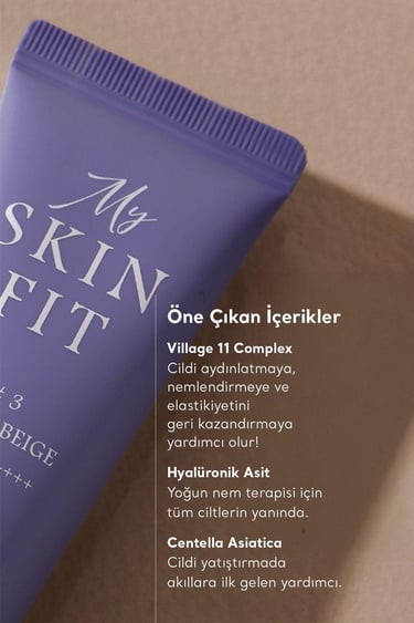  Village 11 Factory My Skin Fit BB Cream SPF 50+ PA++++ #1 Light Ivory 20ml - Hyalüronik Asit & Cica BB Krem