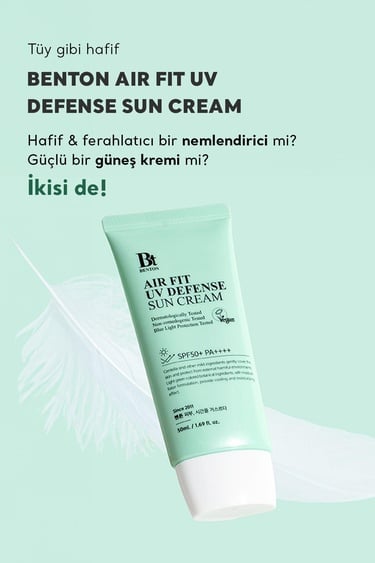 Benton Air Fit UV Defense Sun Cream SPF50+ PA++++ 50ml - Güçlü UV & Mavi Işık Yüksek Korumalı Nemlendirici Vegan Cica Güneş Kremi
