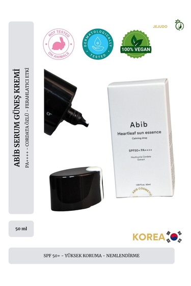  Abib Heartleaf Sun Essence Calming Drop 50ml - SPF50+ PA++++ Yatıştırıcı Güneş Koruyucu Esans