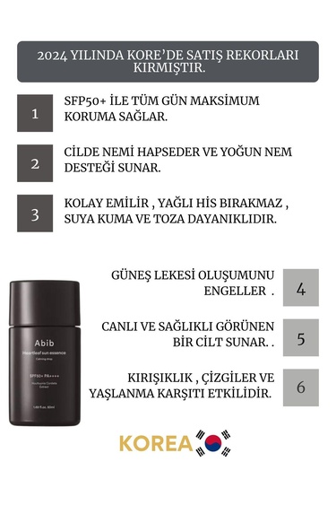  Abib Heartleaf Sun Essence Calming Drop 50ml - SPF50+ PA++++ Yatıştırıcı Güneş Koruyucu Esans