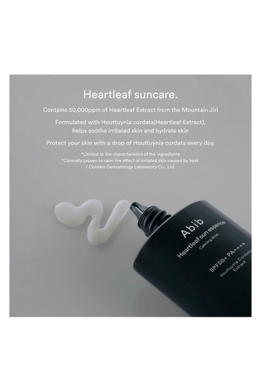  Abib Heartleaf Sun Essence Calming Drop 50ml - SPF50+ PA++++ Yatıştırıcı Güneş Koruyucu Esans