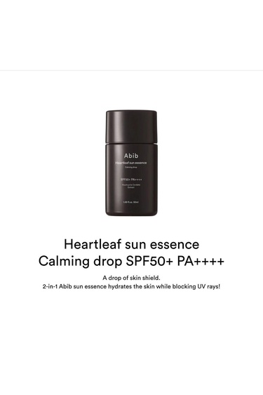  Abib Heartleaf Sun Essence Calming Drop 50ml - SPF50+ PA++++ Yatıştırıcı Güneş Koruyucu Esans