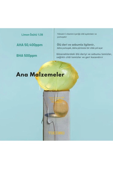  Tocobo AHA BHA Lemon Toner 30ml - Aydınlatıcı & Arındırıcı Vegan Tonik