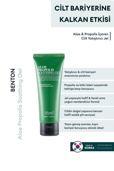  Benton Aloe Propolis Soothing Gel 100ml - Aloe & Propolis İçeren Cilt Yatıştırıcı Jel