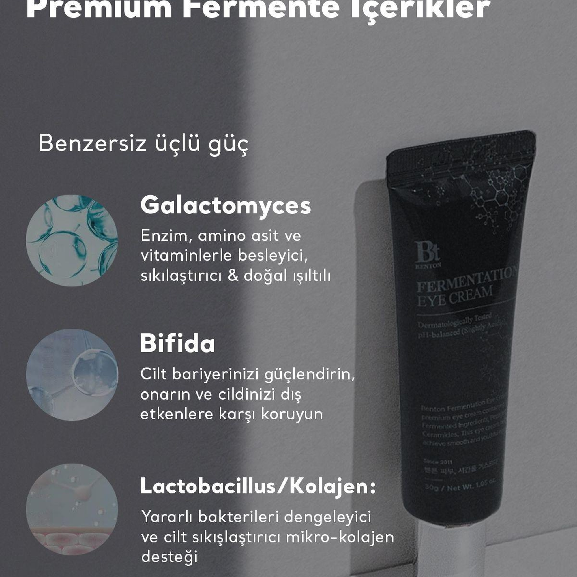 Benton Fermentation Eye Cream 10g - Kırışıklık ve Yaşlanma Karşıtı Nemlendirici Premium Fermente Göz Kremi