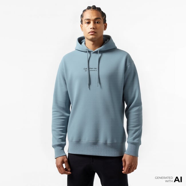  Calvin Klein Jeans Erkek Mavi Sweatshirt