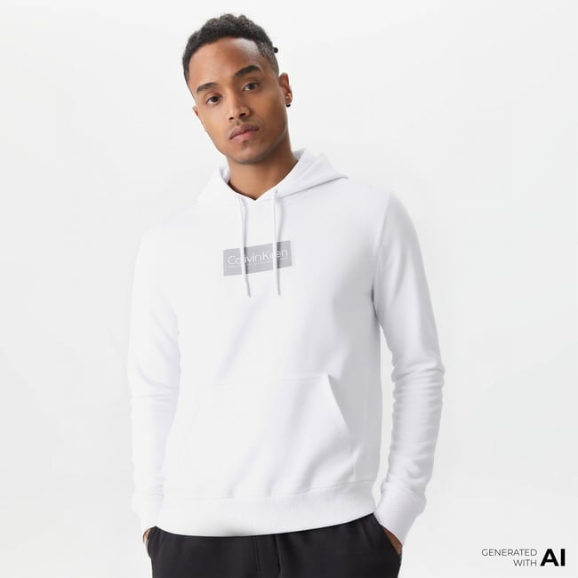  Calvin Klein Seasonal Logo Erkek Beyaz Sweatshirt
