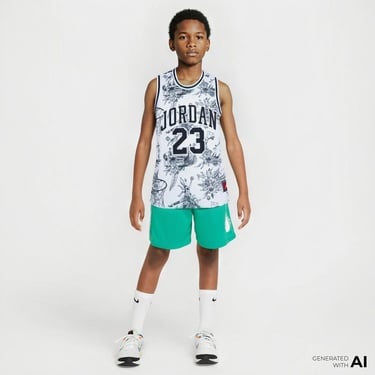  Jordan Jdn Jordan 23 Aop Jersey Çocuk Beyaz/Siyah Kolsuz Atlet