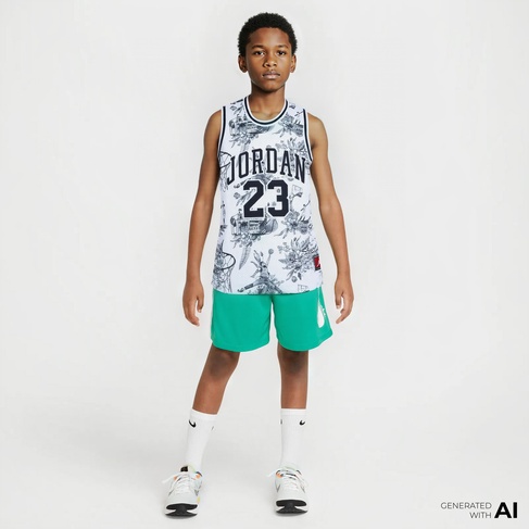  Jordan Jdn Jordan 23 Aop Jersey Çocuk Beyaz/Siyah Kolsuz Atlet