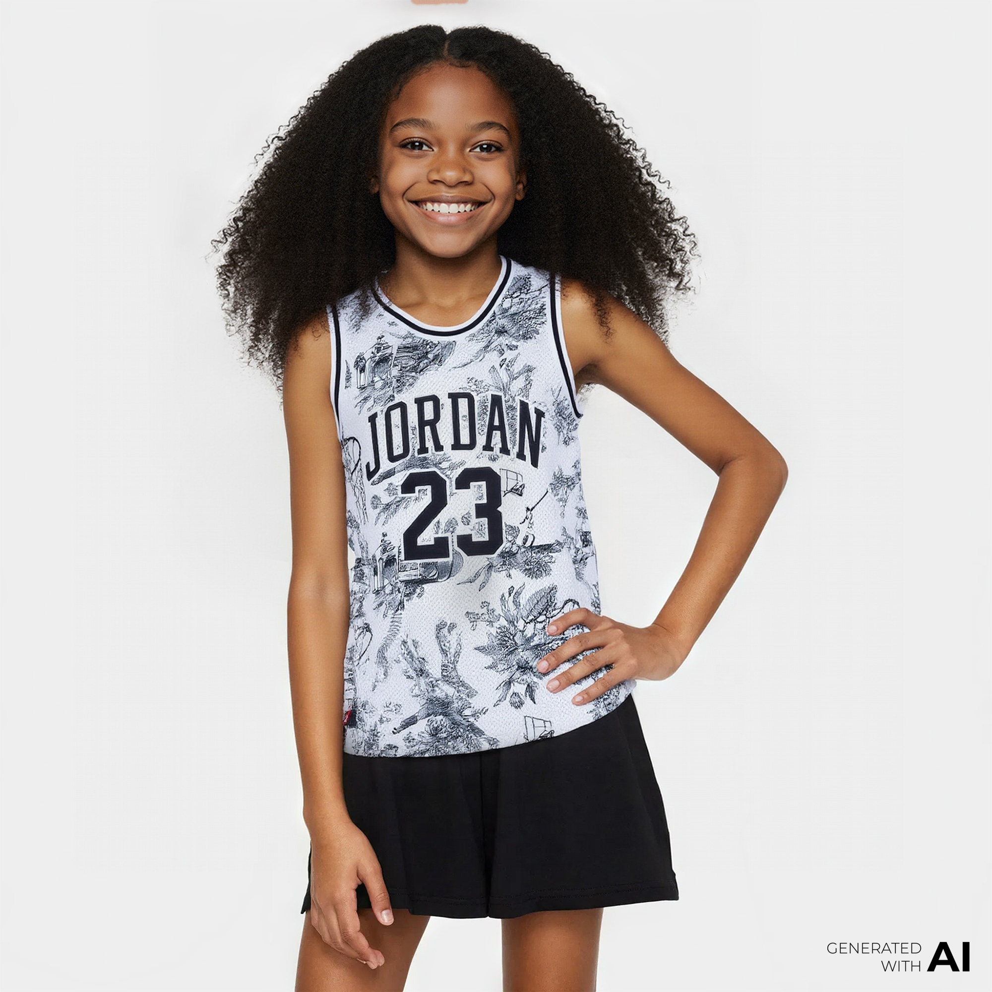 Jordan Jdn Jordan 23 Aop Jersey Çocuk Beyaz/Siyah Kolsuz Atlet