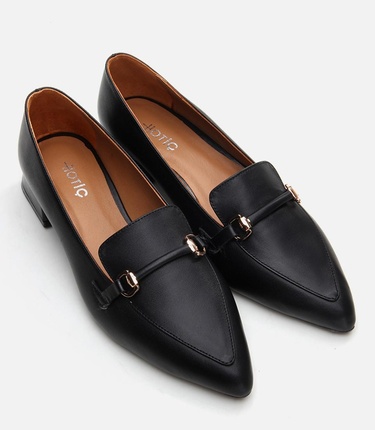  Kadın Deri Siyah Loafer