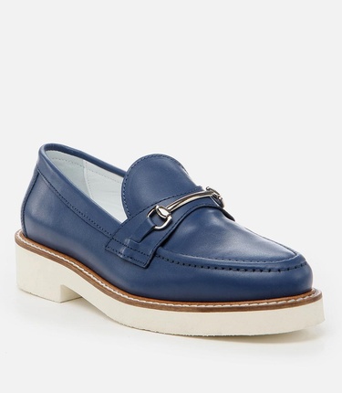  Kadın Deri Lacivert Loafer