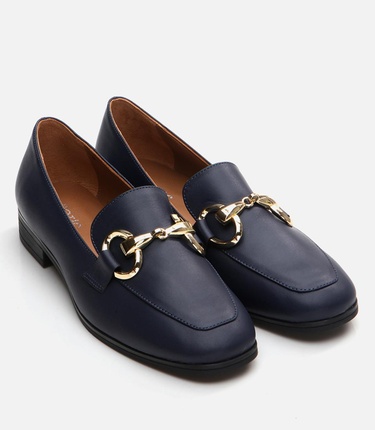 Kadın Deri Lacivert Loafer