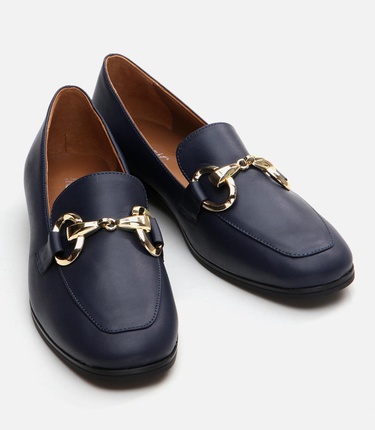  Kadın Deri Lacivert Loafer