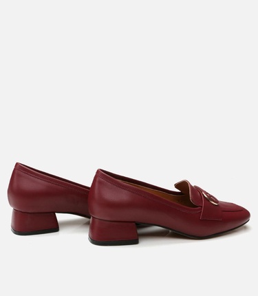  Kadın Deri Bordo Loafer