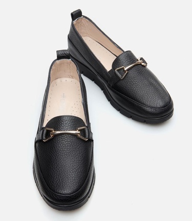  Kadın Deri Siyah Loafer