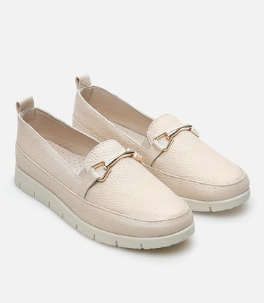  Kadın Deri Bej Loafer