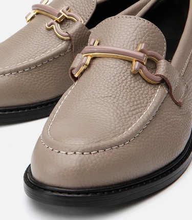  Kadın Deri Gri Loafer