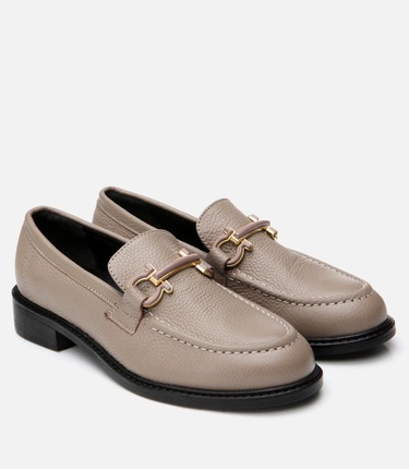  Kadın Deri Gri Loafer