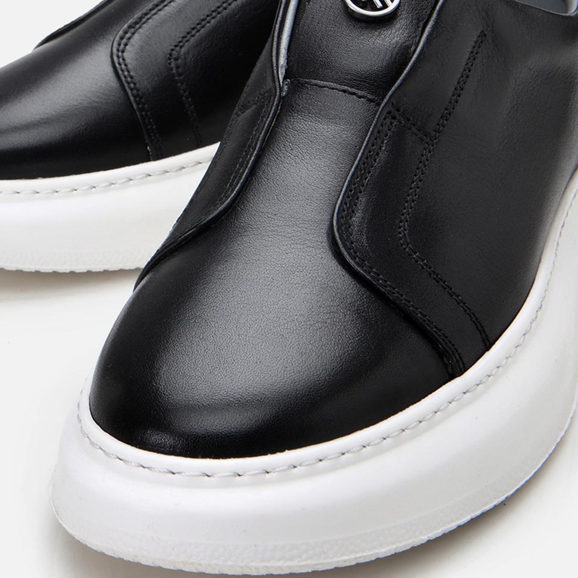 Erkek Deri Siyah Ultra Hafif Tabanlı Comfort Spor Ayakkabı