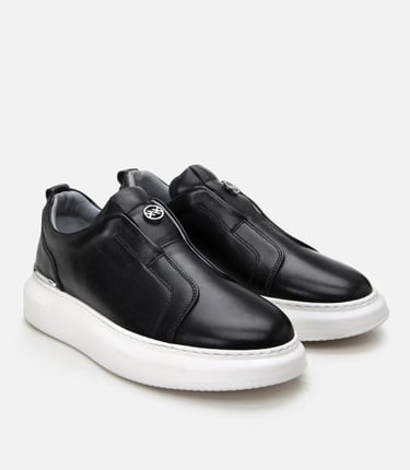  Erkek Deri Siyah Ultra Hafif Tabanlı Comfort Spor Ayakkabı