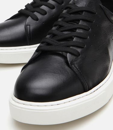  Erkek Deri Siyah Hafif Tabanlı Spor Ayakkabı