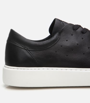  Erkek Deri Siyah Hafif Tabanlı Spor Ayakkabı