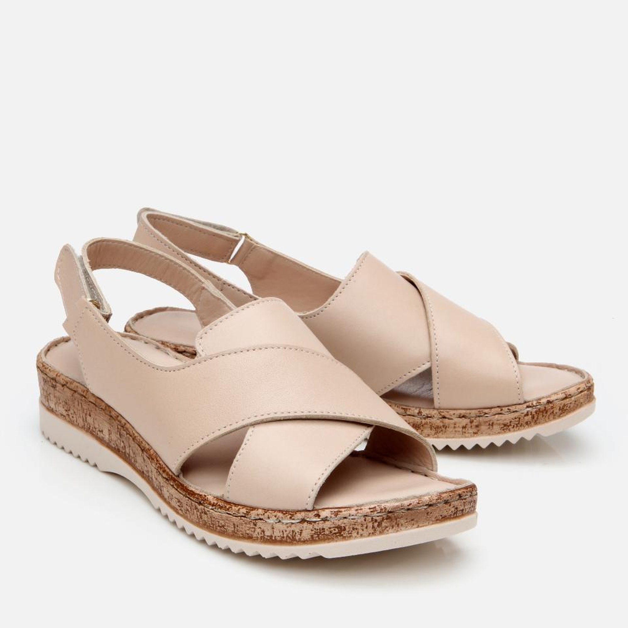 Kadın Deri Bej Ayarlanabilir Comfort Sandalet