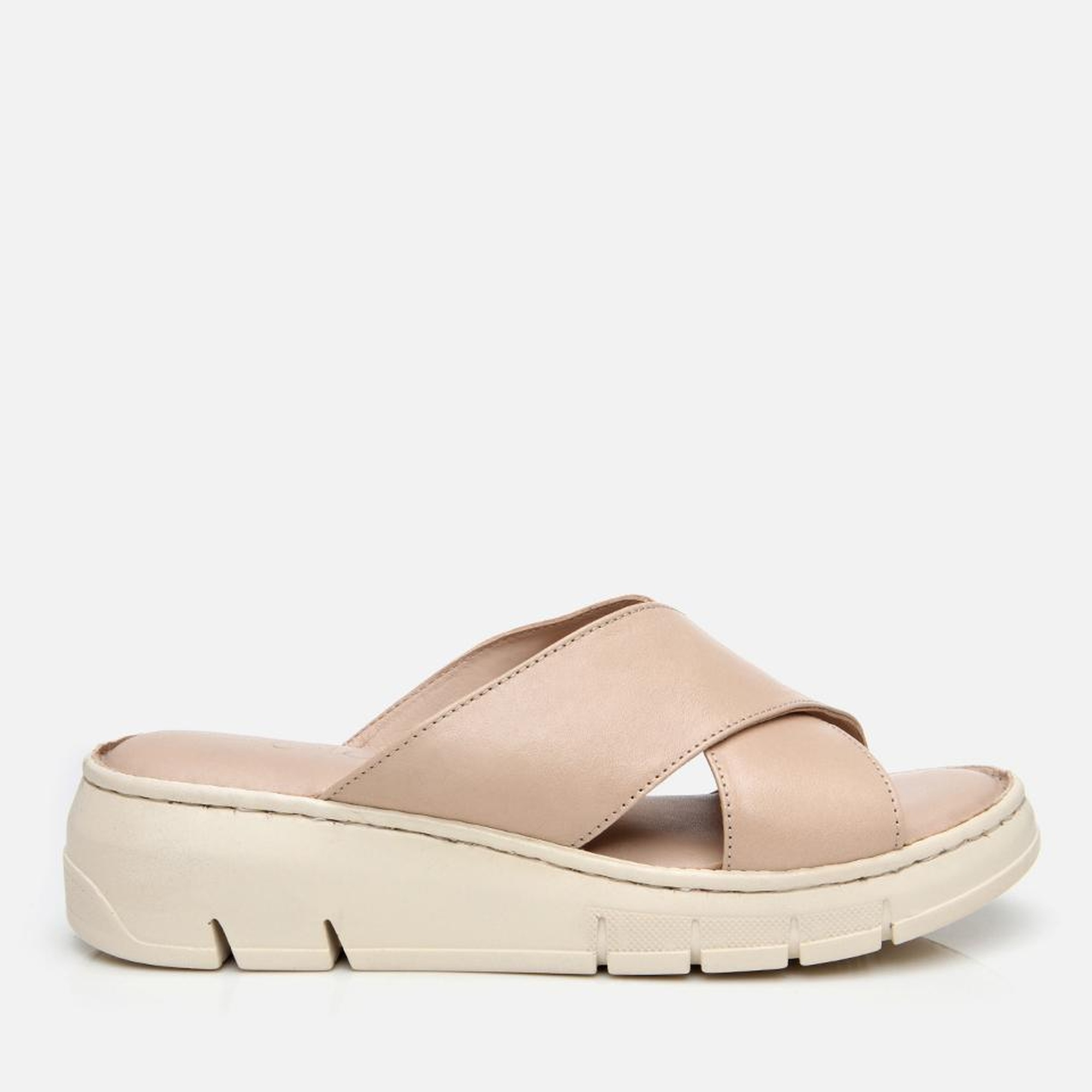 Kadın Deri Bej Comfort Terlik