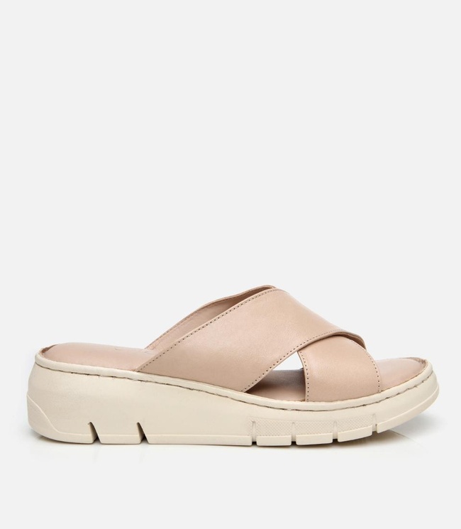  Kadın Deri Bej Comfort Terlik