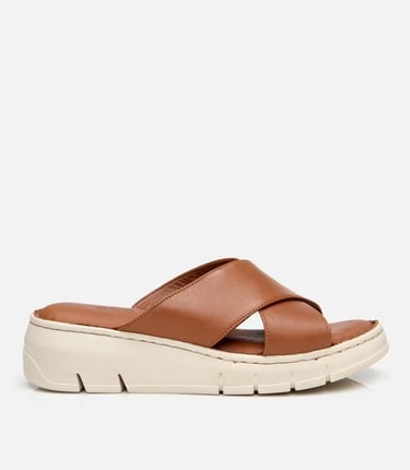  Kadın Deri Taba Comfort Terlik