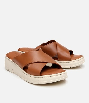  Kadın Deri Taba Comfort Terlik