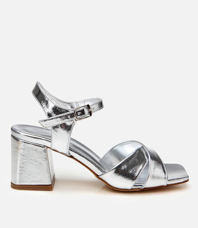  Kadın Lame Abiye Kalın Topuklu Sandalet