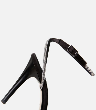  Kadın Siyah Taşlı Abiye Yüksek Topuklu Sandalet