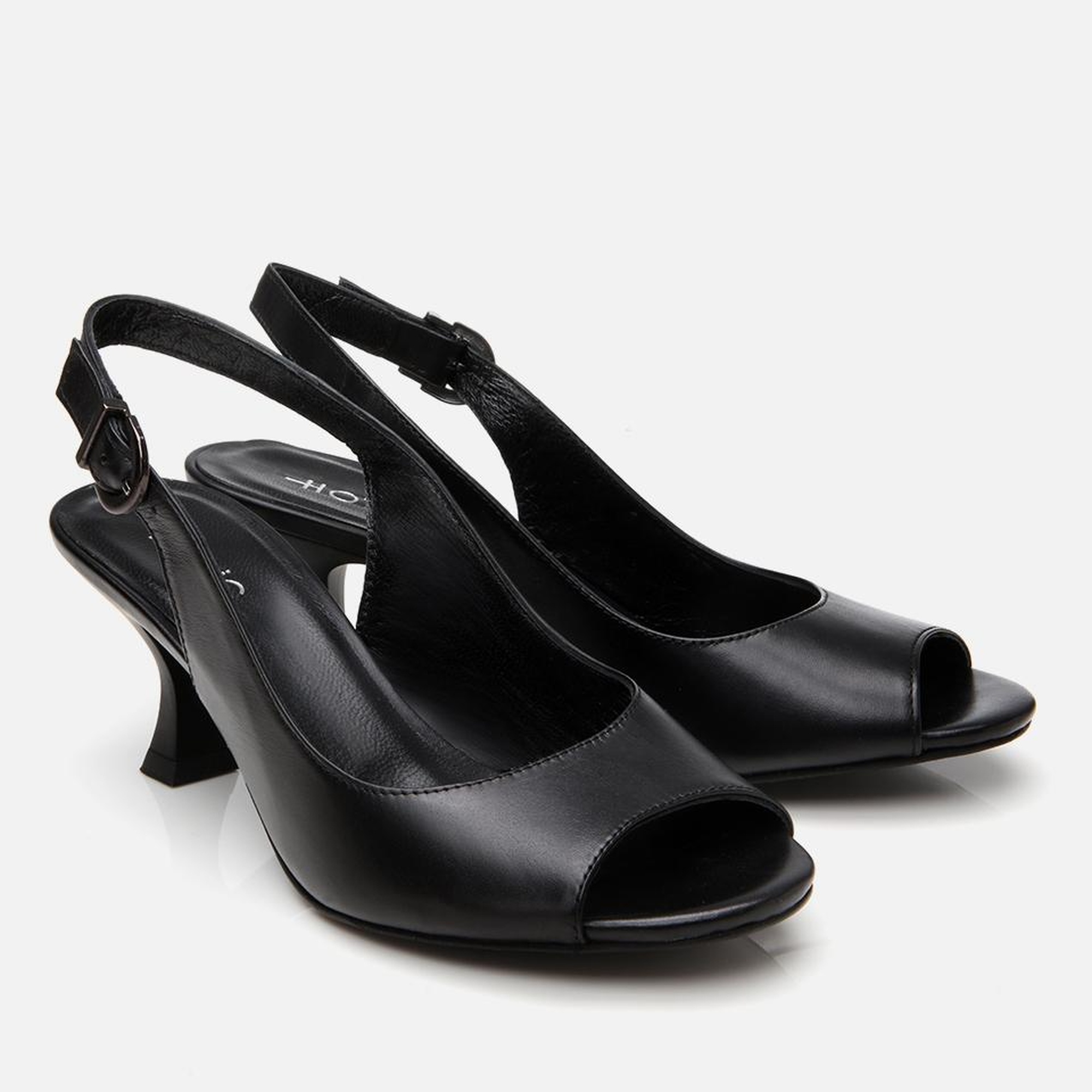 Kadın Deri Siyah Kemerli Topuklu Sandalet