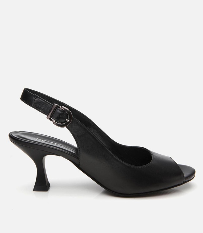  Kadın Deri Siyah Kemerli Topuklu Sandalet