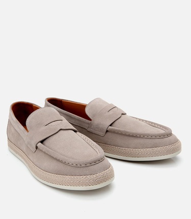  Erkek Süet Deri Bej Ultra Hafif Tabanlı Loafer