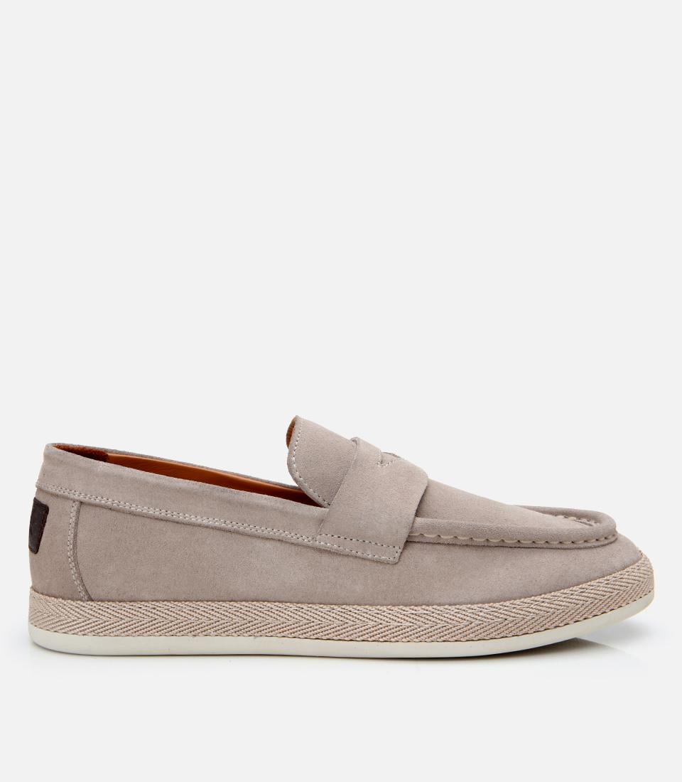  Erkek Süet Deri Bej Ultra Hafif Tabanlı Loafer