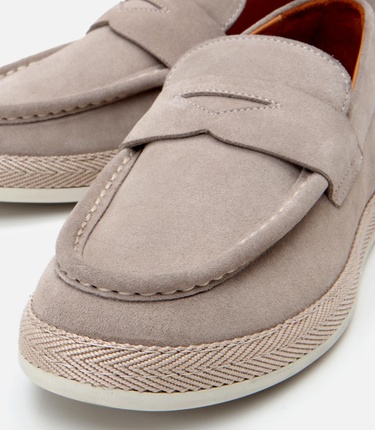  Erkek Süet Deri Bej Ultra Hafif Tabanlı Loafer