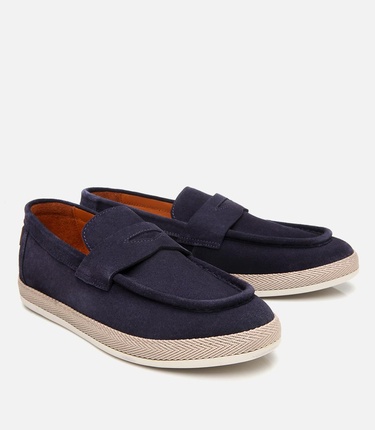  Erkek Süet Deri Lacivert Ultra Hafif Tabanlı Loafer