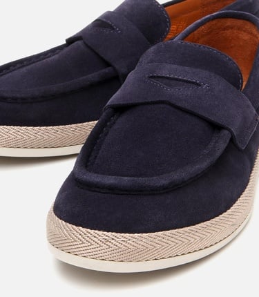  Erkek Süet Deri Lacivert Ultra Hafif Tabanlı Loafer