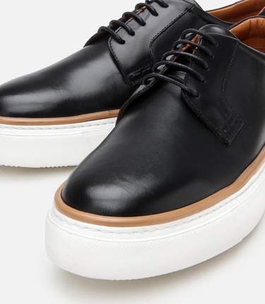  Erkek Deri Siyah Hafif Tabanlı Günlük Ayakkabı