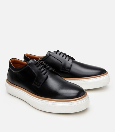  Erkek Deri Siyah Hafif Tabanlı Günlük Ayakkabı