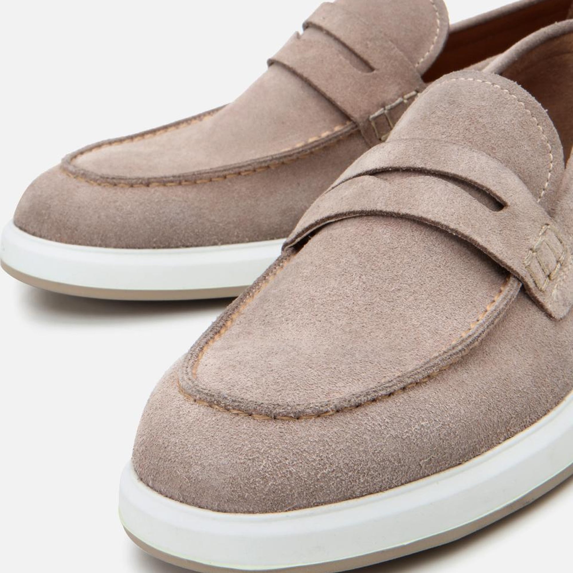 Erkek Süet Deri Bej Hafif Tabanlı Günlük Loafer