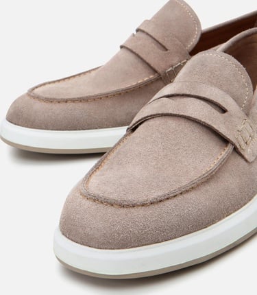  Erkek Süet Deri Bej Hafif Tabanlı Günlük Loafer