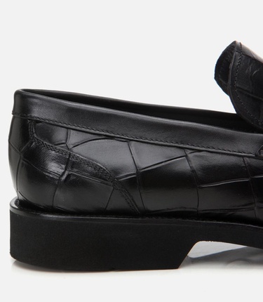  Erkek Deri Siyah Hafif Tabanlı Klasik Loafer