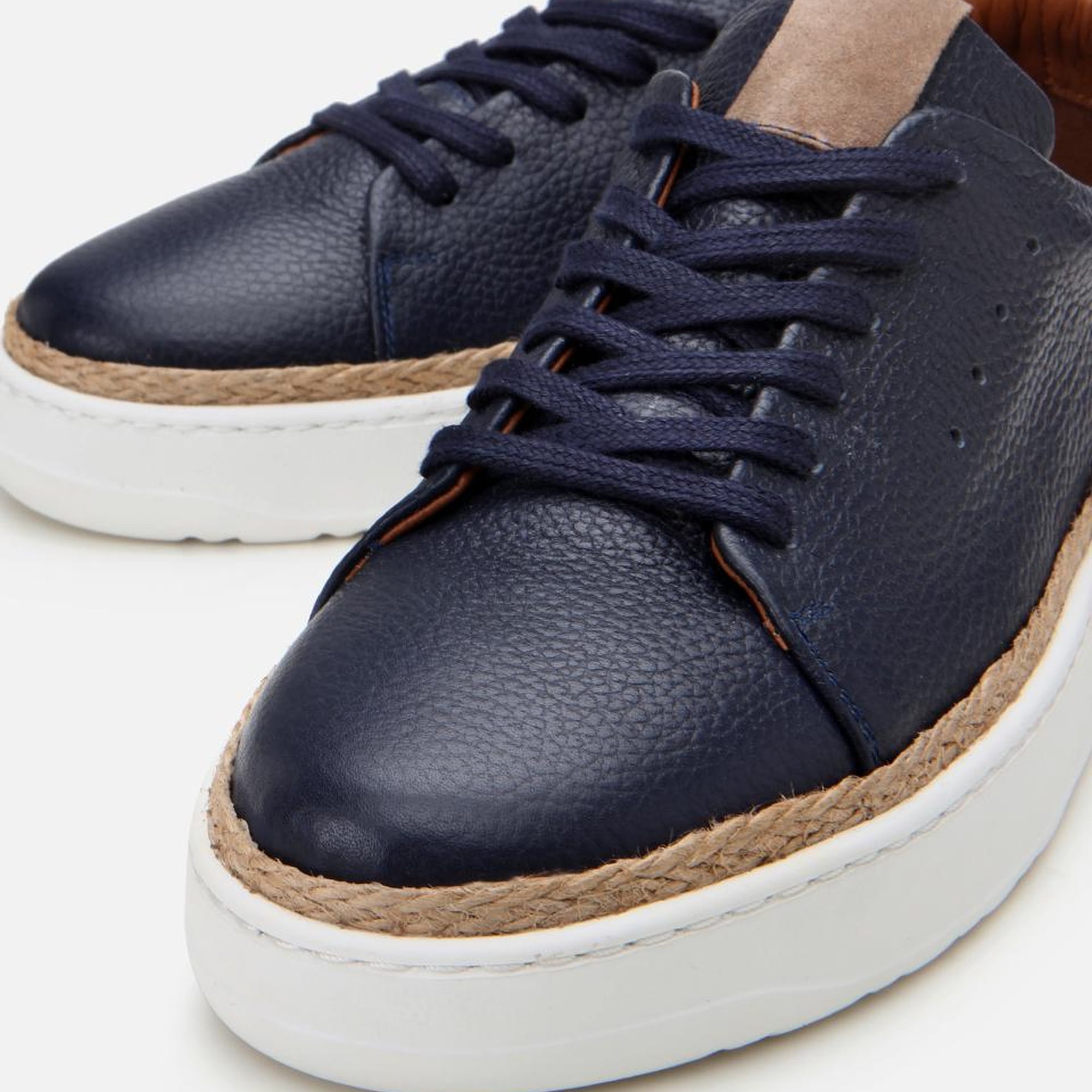 Erkek Deri Lacivert Ultra Hafif Tabanlı Spor Ayakkabı