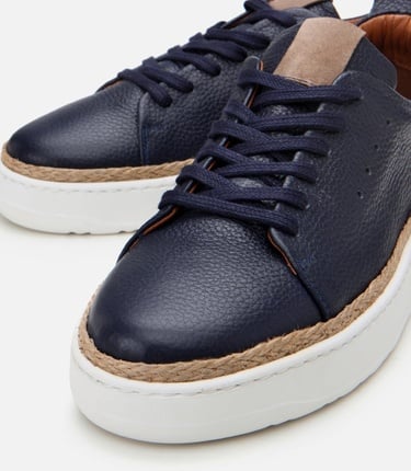  Erkek Deri Lacivert Ultra Hafif Tabanlı Spor Ayakkabı