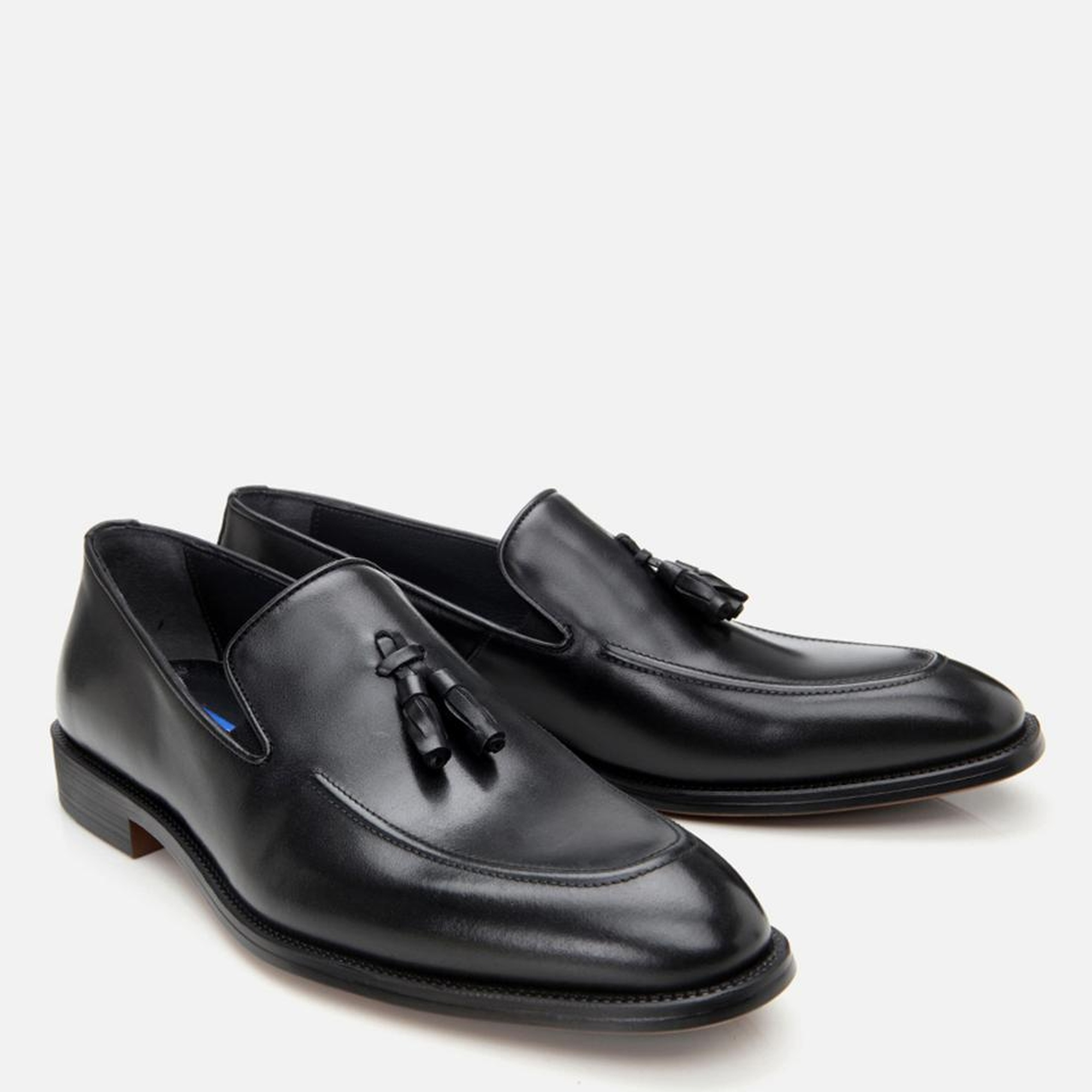 Erkek Deri Siyah Püskül Detaylı Klasik Loafer